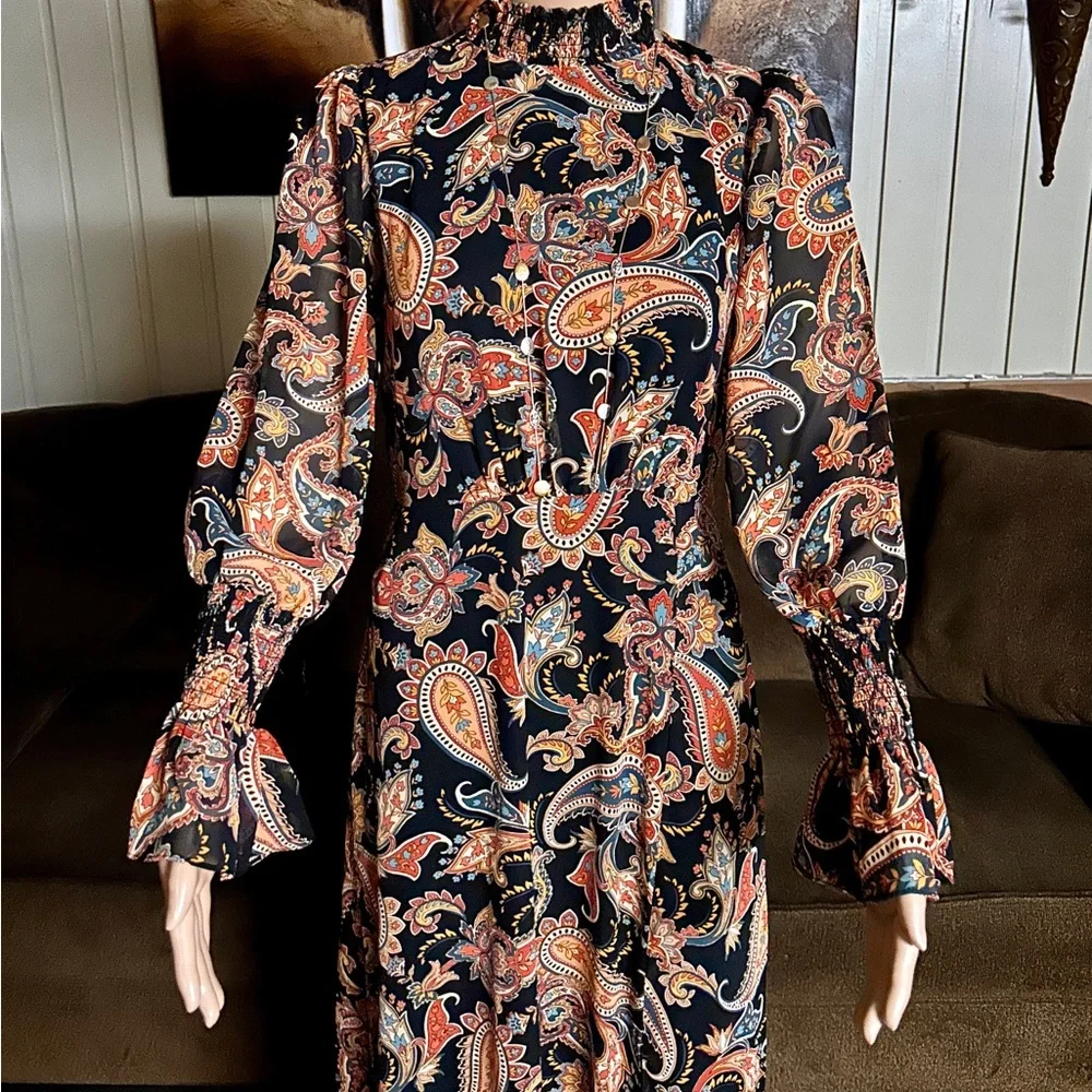 Julia Jordan ~ Size 4 ~ Floral/Paisley ~ Fall Colors ~ Brown/Beige/Yellow Dress - Picture 8 of 16